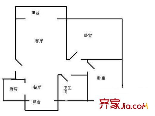 德邻雅筑 2室 户型图