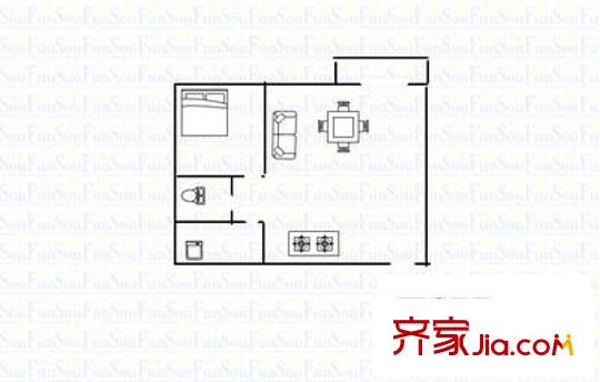 天欣花园三期 1室 户型图