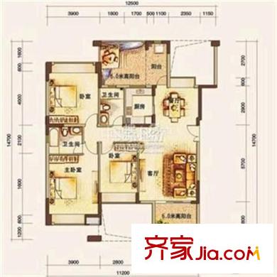 福临苑 3室 户型图