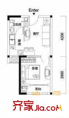 福临苑 1室 户型图