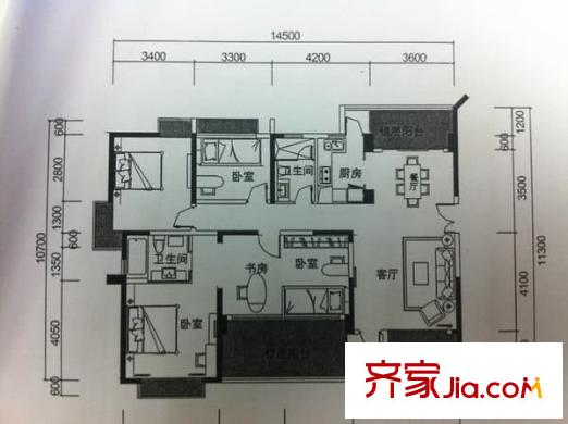 香林玫瑰园 2室 户型图