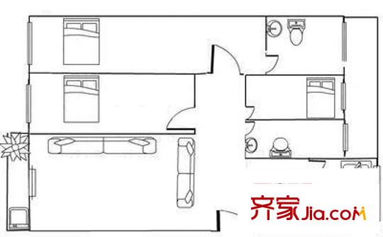 科苑花园37区 3室 户型图