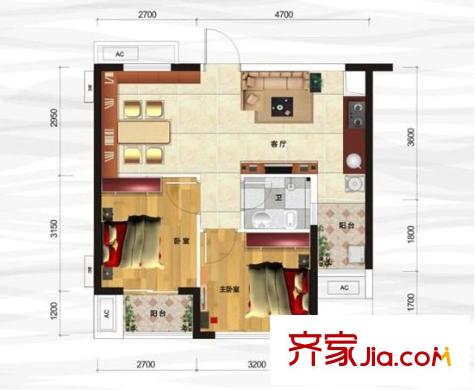 麻布新村 2室 户型图