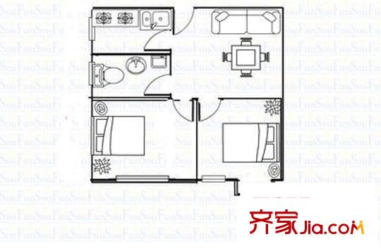 香蜜二村 2室 户型图