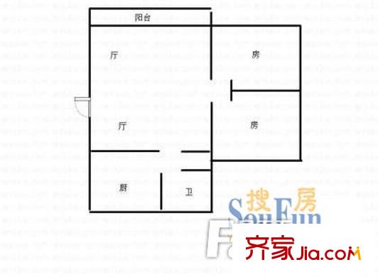 招北小区 2室 户型图