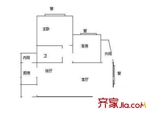 朗庭豪园 2室 户型图