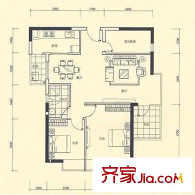 朗庭豪园 3室 户型图