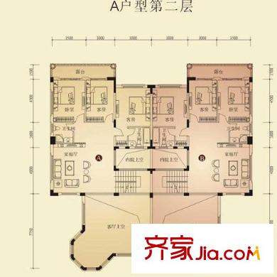 桂景园户型图A户型第二层 6室3厅5卫