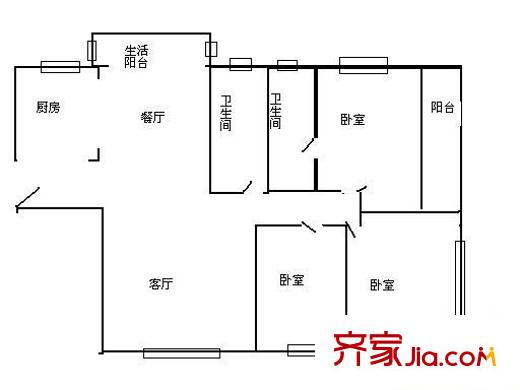 香景大厦 4室 户型图