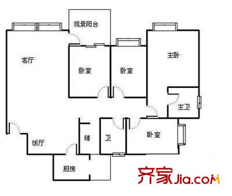 玉岭花园 4室 户型图
