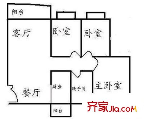 玉岭花园 3室 户型图
