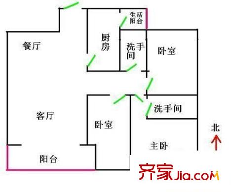 玉岭花园 3室 户型图