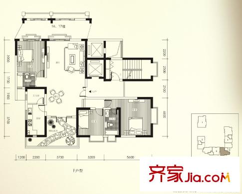 明舍御园户型图户型图5 3室2厅2卫1厨