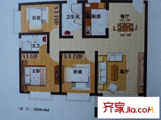 御景城 3室 户型图