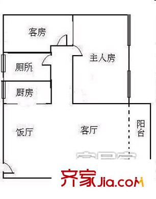 长福花园2室 户型图