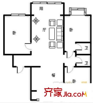 佳华纽约客3室 户型图