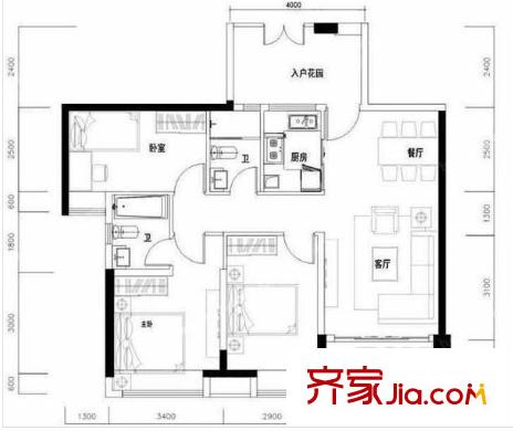 佳华纽约客3室 户型图