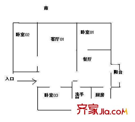 下步庙南区 3室 户型图