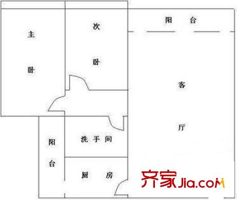 京海花园 2室 户型图