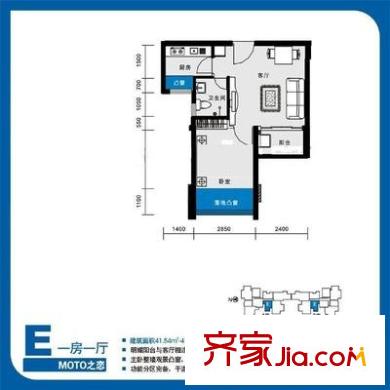 南海大厦户型图1室 户型图 1室1厅1卫1厨