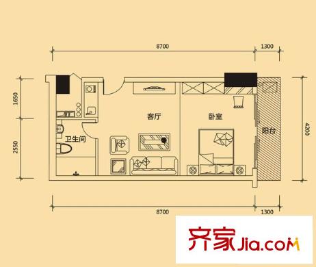 泰美园 1室 户型图
