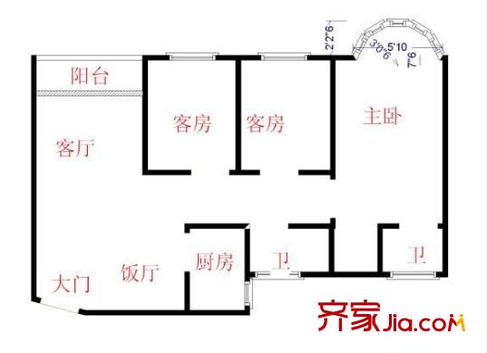 长泰花园 3室 户型图