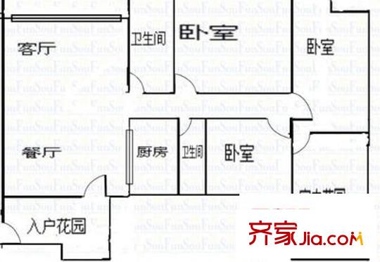 佳兆业可园二期 3室 户型图
