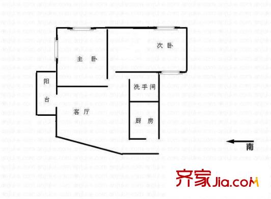 园岭花园 2室 户型图