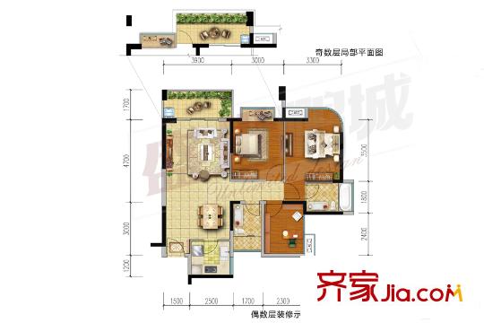 勤诚达22世纪二期7号楼05号户型图 2室2厅2卫1厨
