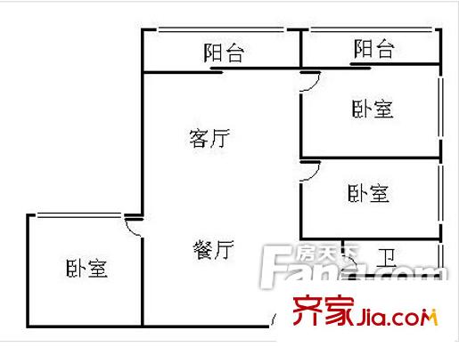 博岗统建楼 3室户型图