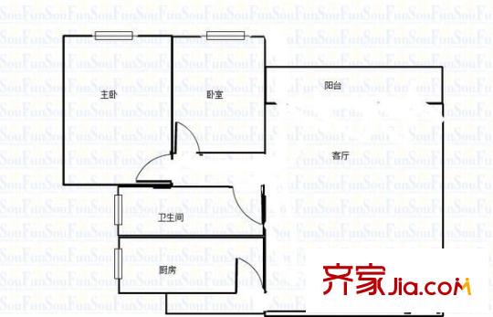 华茂苑二期 2室 户型图