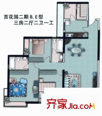 百花园二期 3室 户型图