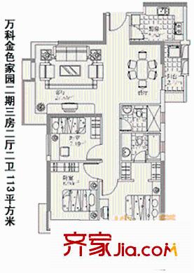 深圳 万科金色家园二期 户型图4