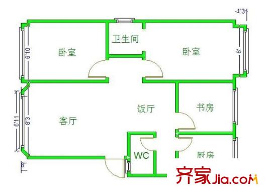 众冠西郡园 3室 户型图