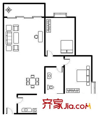 众冠西郡园 2室 户型图