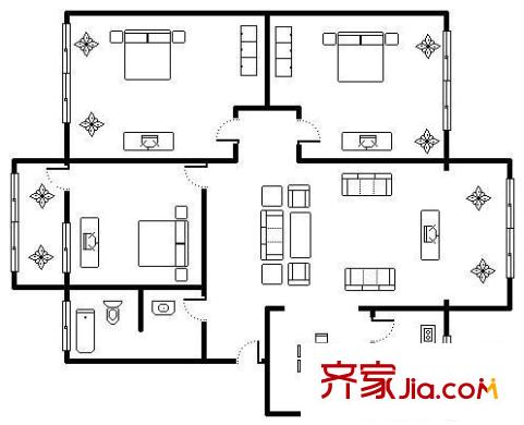 众冠西郡园 3室 户型图
