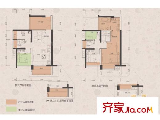 国香清林郡户型图3、4座F1户型 4室2厅3卫1厨