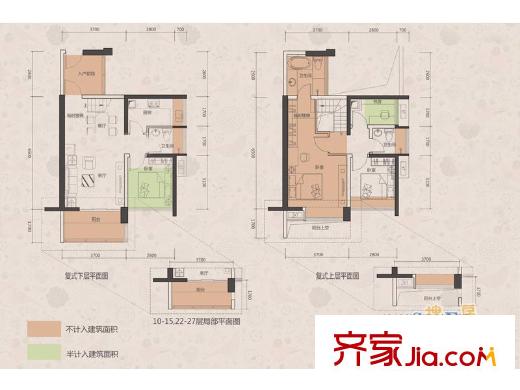国香清林郡户型图3、4座F2户型 4室2厅3卫1厨