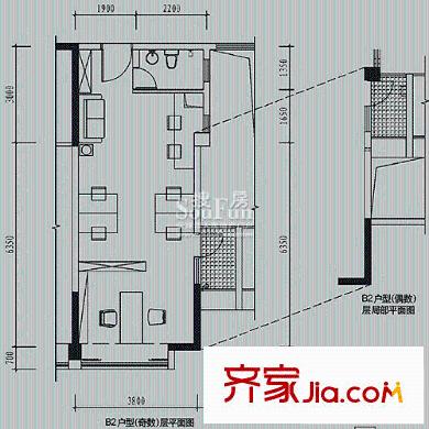 风临国际中心户型图b2商务户型 1室1厅1卫
