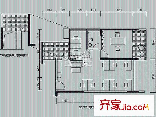 风临国际中心户型图b5商务户型 1室2厅1卫