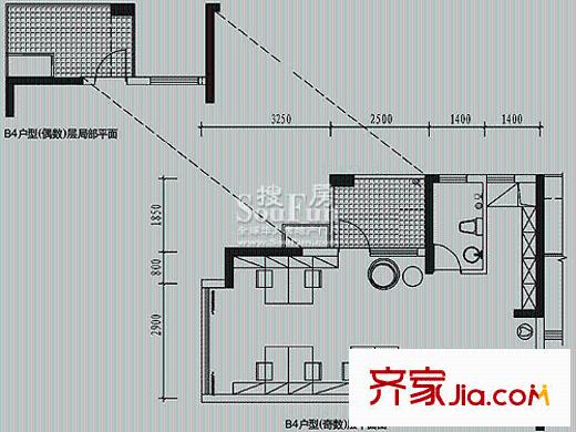 风临国际中心户型图b4商务户型 1室1厅1卫