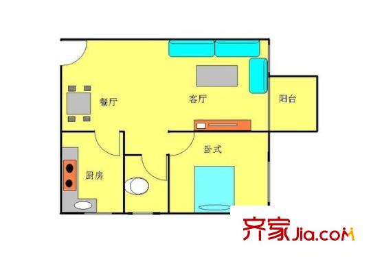 深业岭秀名苑 1室 户型图