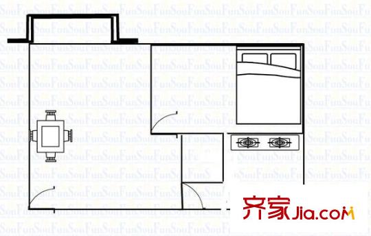 深业岭秀名苑 1室 户型图