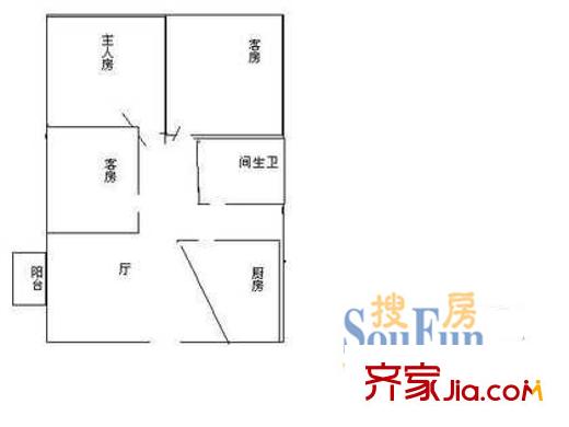 深圳 景田南小区 户型图3
