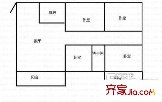 碧涛居户型图四房两厅一卫面积约142平方米 4室2厅1卫1厨
