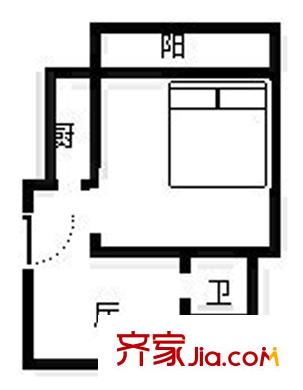 旭飞华安园户型图户型图 1室1厅1卫1厨