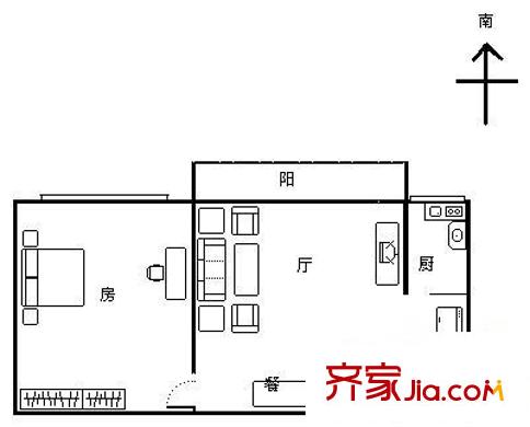 先科花园 1室 户型图