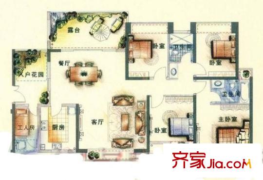 深业新岸线三期 5室 户型图