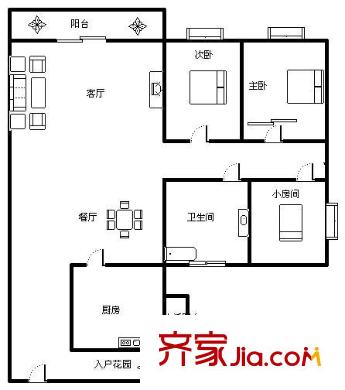 城市丽都花园 3室 户型图