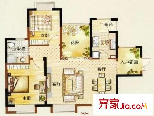 雅涛花园 2室 户型图